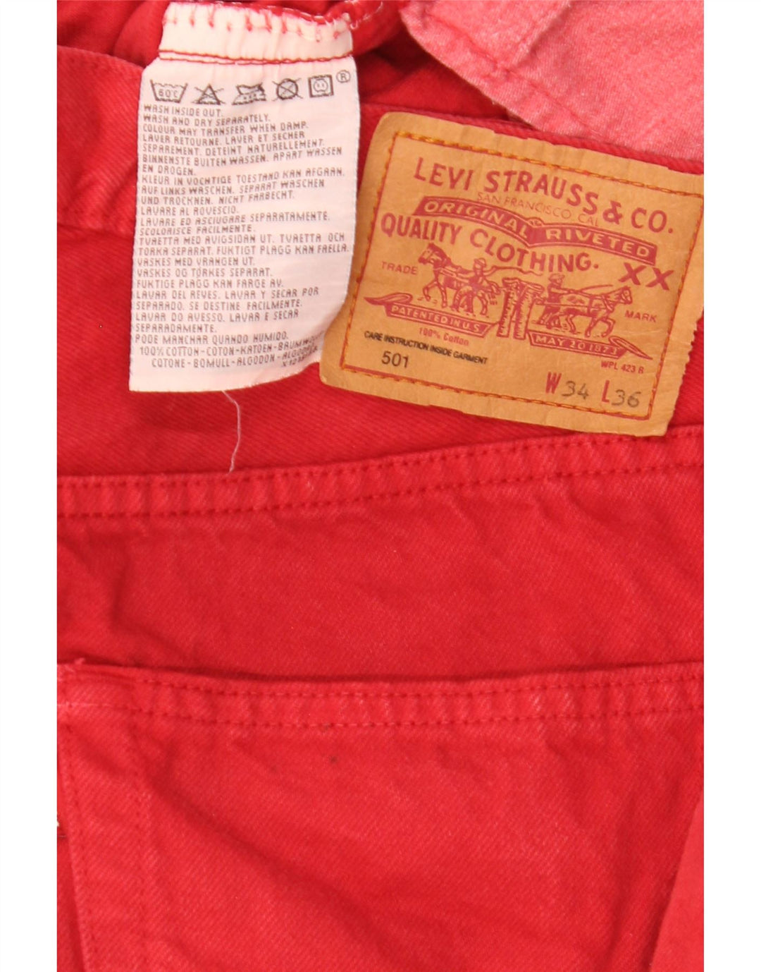 Levi's Jeans rectos 501 para hombre W34 L31 Algodón rojo