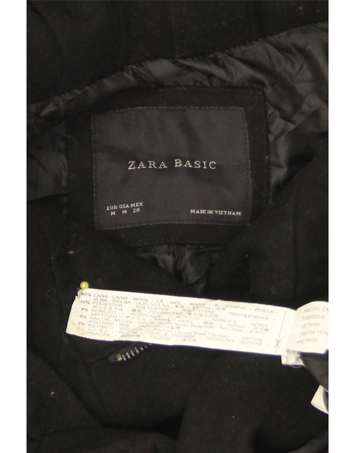Zara Mujer Gabardina UK 12 Mediana Lana Negra