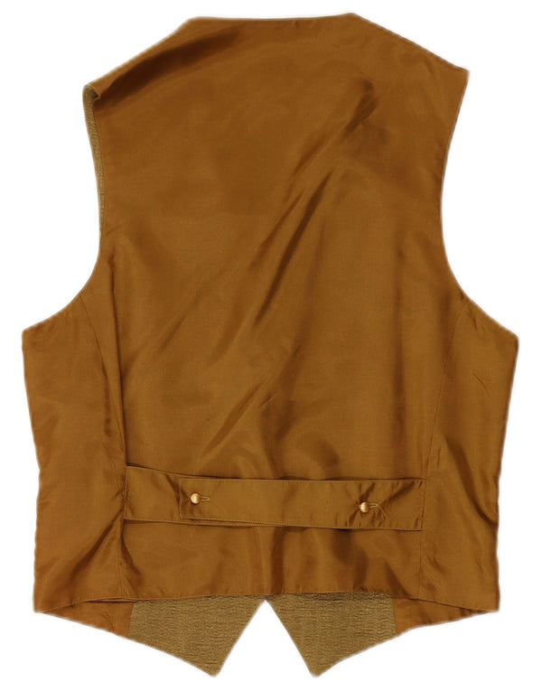 VINTAGE Chaleco de mujer Reino Unido 14 Poliéster floral caqui medio