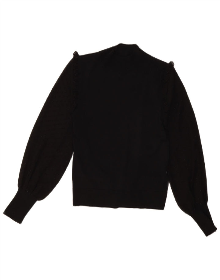Topshop Suéter tipo jersey con cuello alto para mujer, talla M, viscosa negra, Reino Unido 42