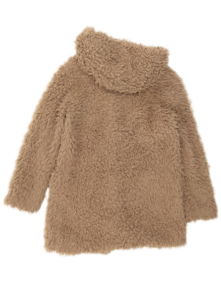 Zara Abrigo con capucha y osito de peluche para mujer UK 44 Poliéster marrón medio
