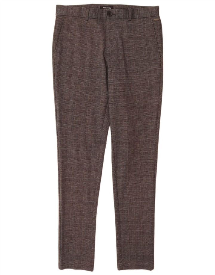 Jack & Jones Mens Slim Chino Pantalones W32 L34 Gris Pata De Gallo Poliéster