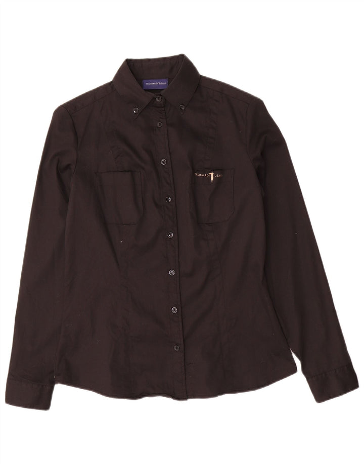 Trussardi Jeans Camisa Mujer UK 42 Mediano Negro Algodón