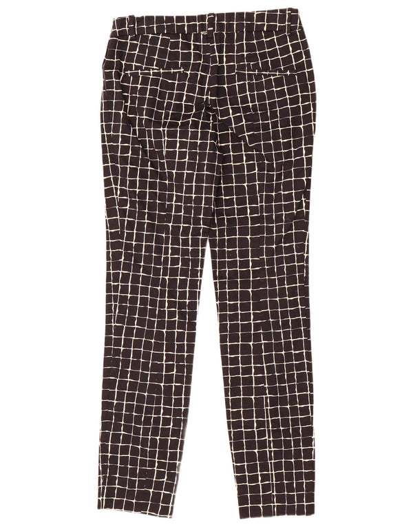 Zara Mujer Pantalón Chino Slim Small W26 L29 Algodón A Cuadros Negro