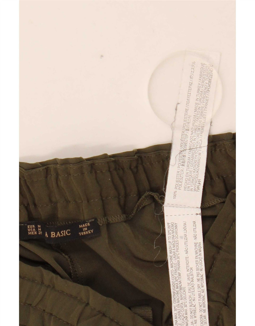 Zara Mujer Pantalón Casual Tapered Mediano W28 L27 Poliéster Caqui