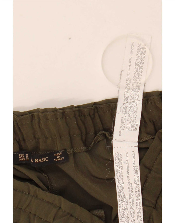 Zara Mujer Pantalón Casual Tapered Mediano W28 L27 Poliéster Caqui