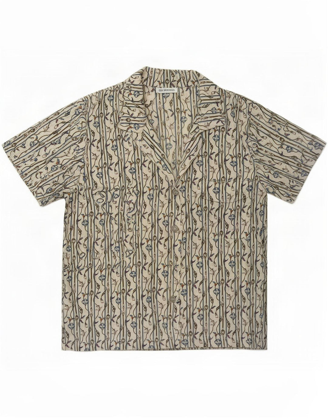 Vintage mujer patrón abstracto camisa Reino Unido 14 medio blanco náutico