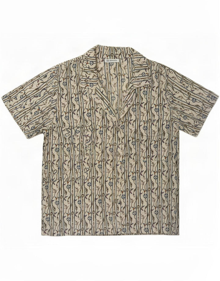 Vintage mujer patrón abstracto camisa Reino Unido 14 medio blanco náutico