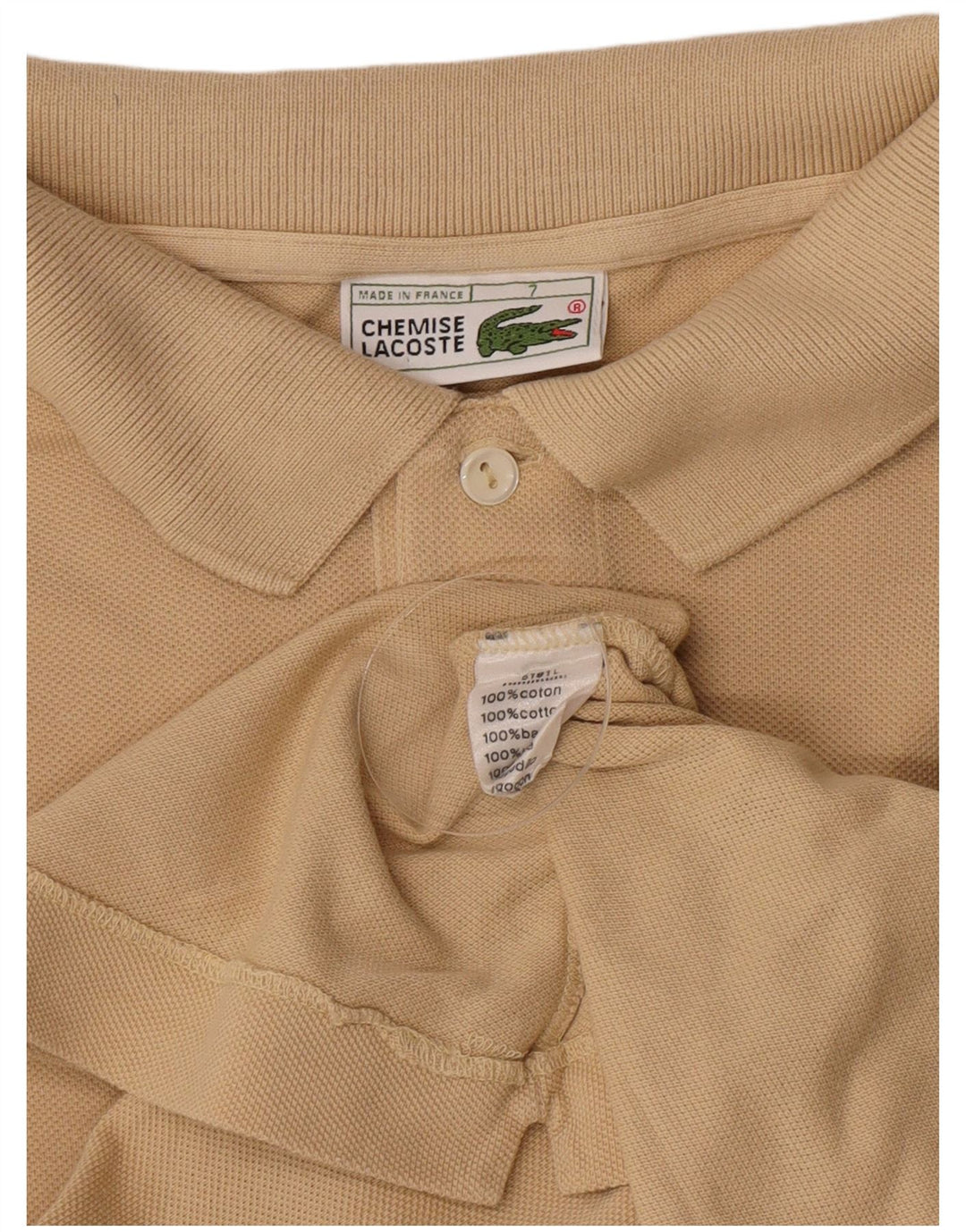 Polo Lacoste para hombre talla 7 2XL algodón beige