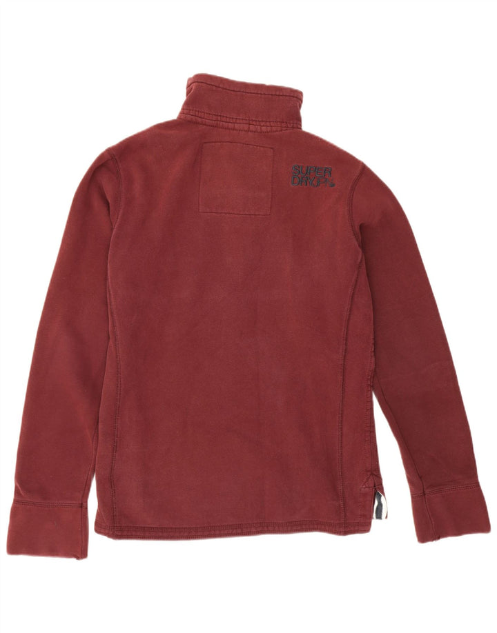 Superdry Sudadera con cuello y botones para hombre, jersey de algodón en color burdeos medio