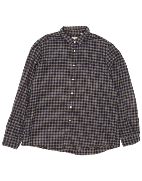 Jack Wills Camisa de franela de corte clásico para hombre XL Algodón a cuadros azul marino
