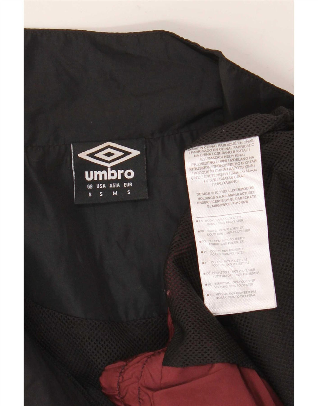 Umbro Mens Graphic Chándal Top Chaqueta Pequeña Granate Colorblock Poliéster