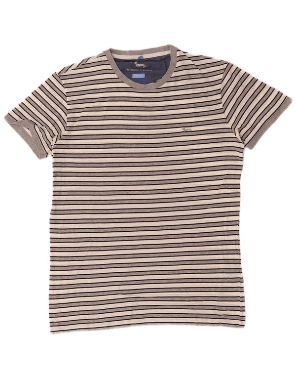 Harmont & Blaine Camiseta de corte estrecho para hombre Top mediano de algodón a rayas blancas