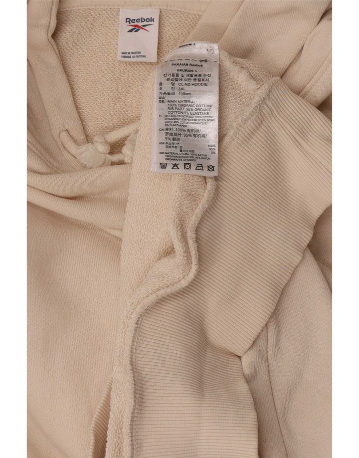 Reebok Sudadera con Capucha para Hombre Jersey Grande de algodón Blanco Roto