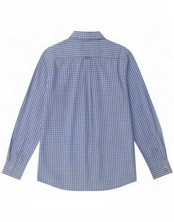 Ropa de equipo Camisa de corte clásico para hombre Algodón a cuadros azul medio