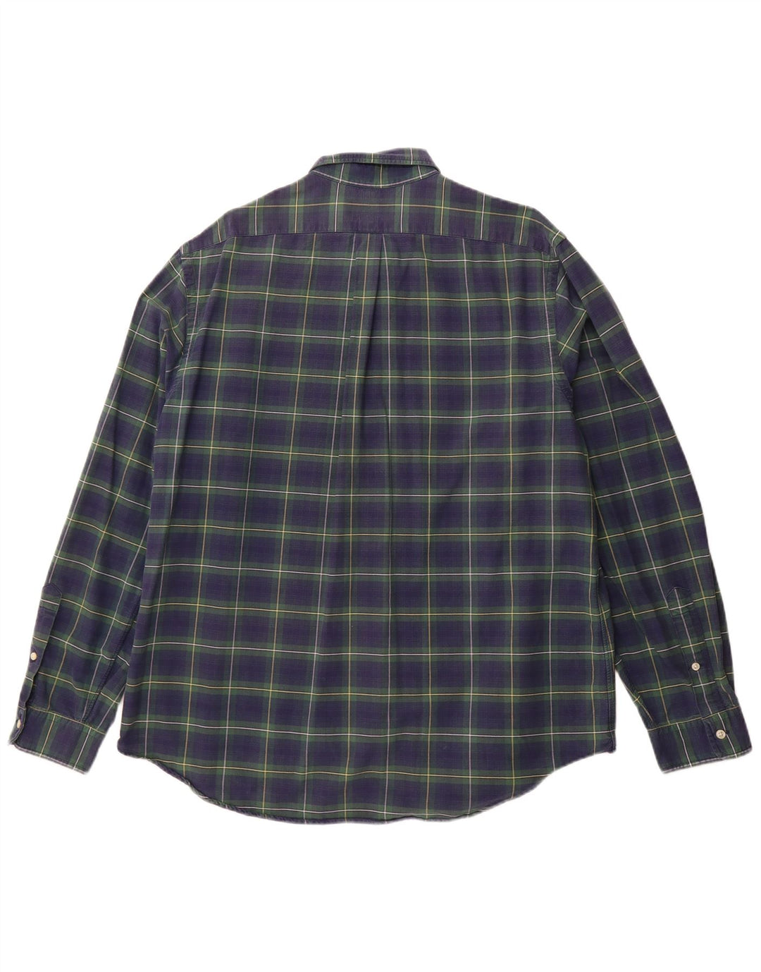 RALPH LAUREN Camisa de franela para hombre XL Algodón a cuadros azul marino