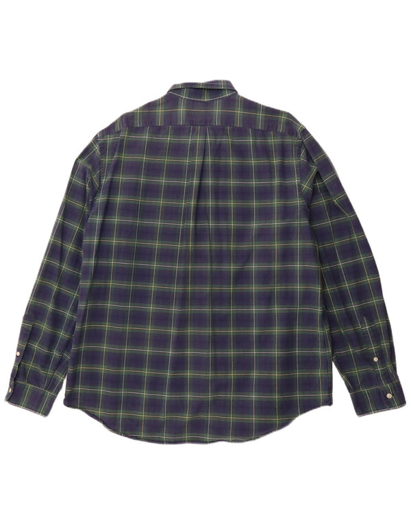 RALPH LAUREN Camisa de franela para hombre XL Algodón a cuadros azul marino