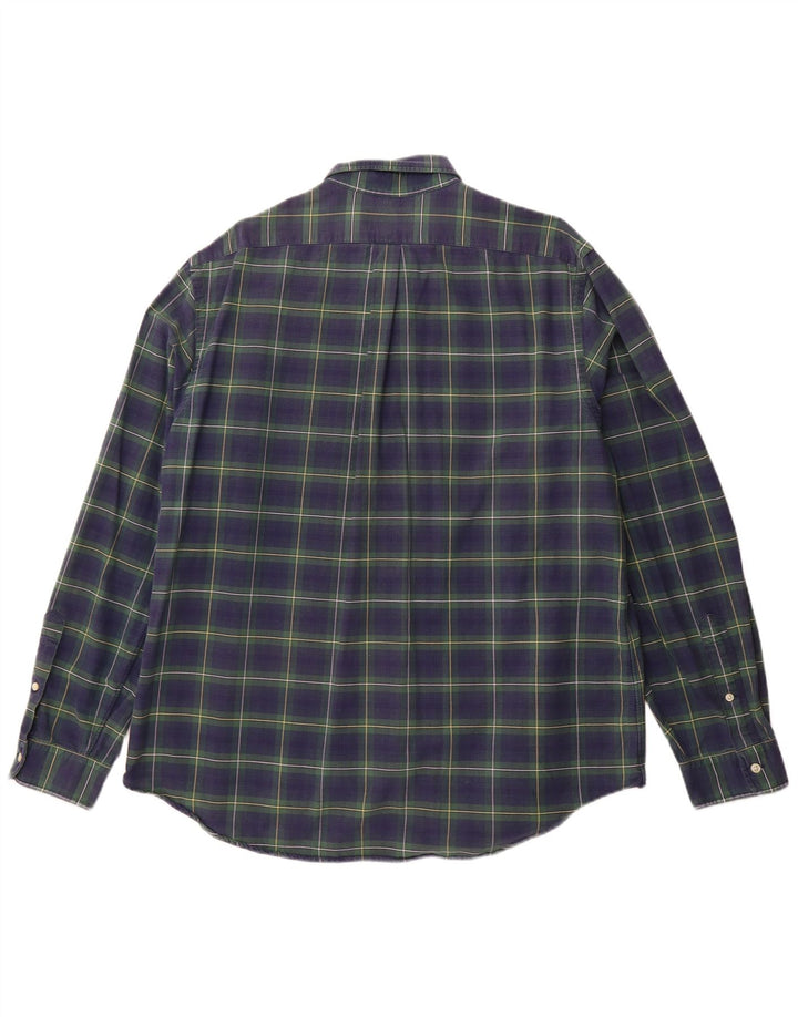 RALPH LAUREN Camisa de franela para hombre XL Algodón a cuadros azul marino