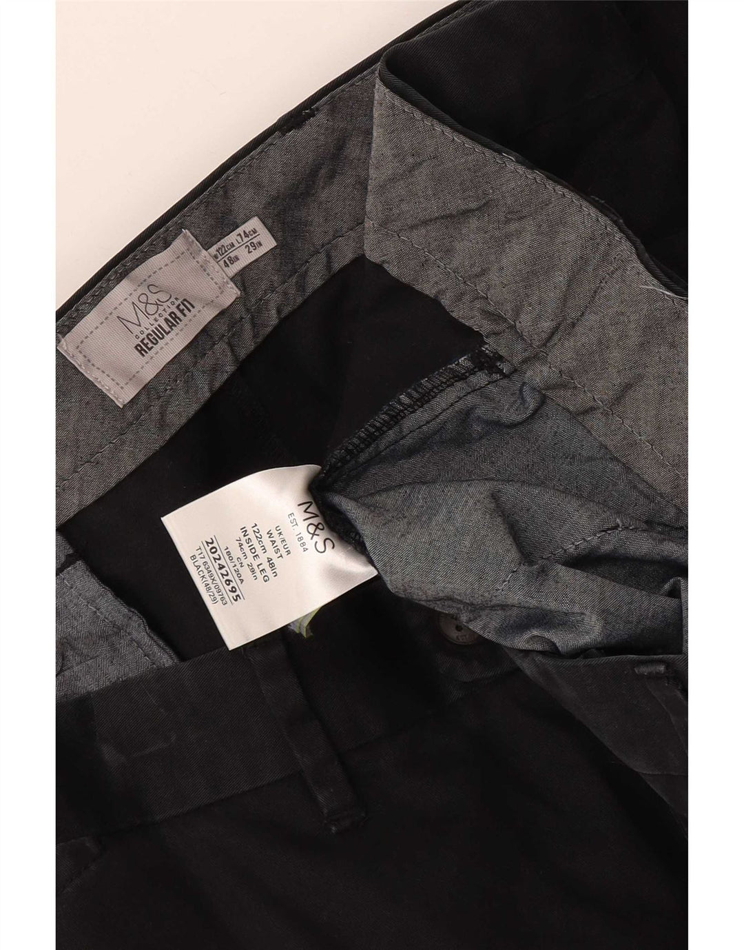 Marks & Spencer Pantalones cortos chinos de ajuste regular para hombre W48 4XL Algodón negro