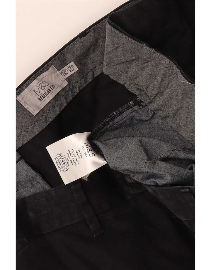 Marks & Spencer Pantalones cortos chinos de ajuste regular para hombre W48 4XL Algodón negro