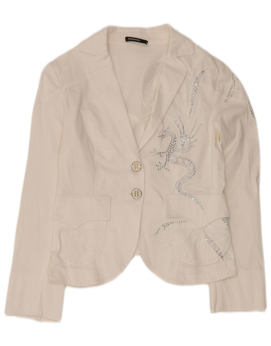 ROCCOBAROCCO Conjunto de 2 piezas con 2 botones para mujer UK 14 Medium W32 L34 Blanco