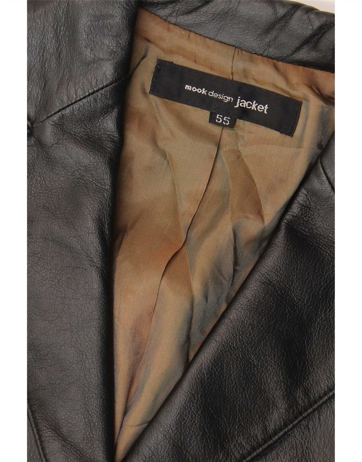 Vintage mujer 2 botones cuero Blazer chaqueta Reino Unido 10 pequeño negro