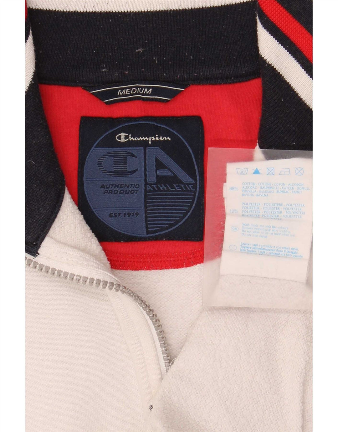 Champion Chaqueta Superior De Chándal De Algodón Blanco Medio Con Bloques De Color