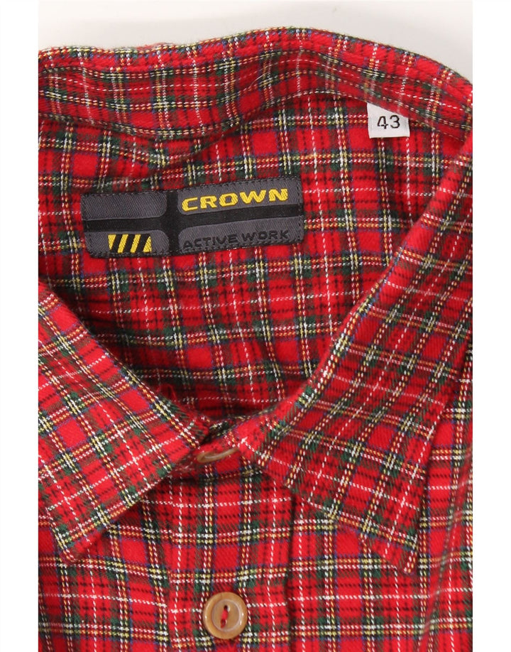 Camisa de franela Crown para hombre Talla 43 Algodón a cuadros rojos grandes