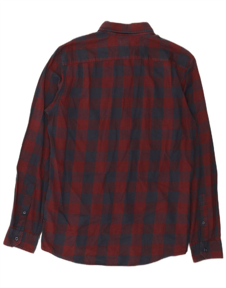 Jack Wills Camisa de corte clásico para hombre de algodón a cuadros en color burdeos medio