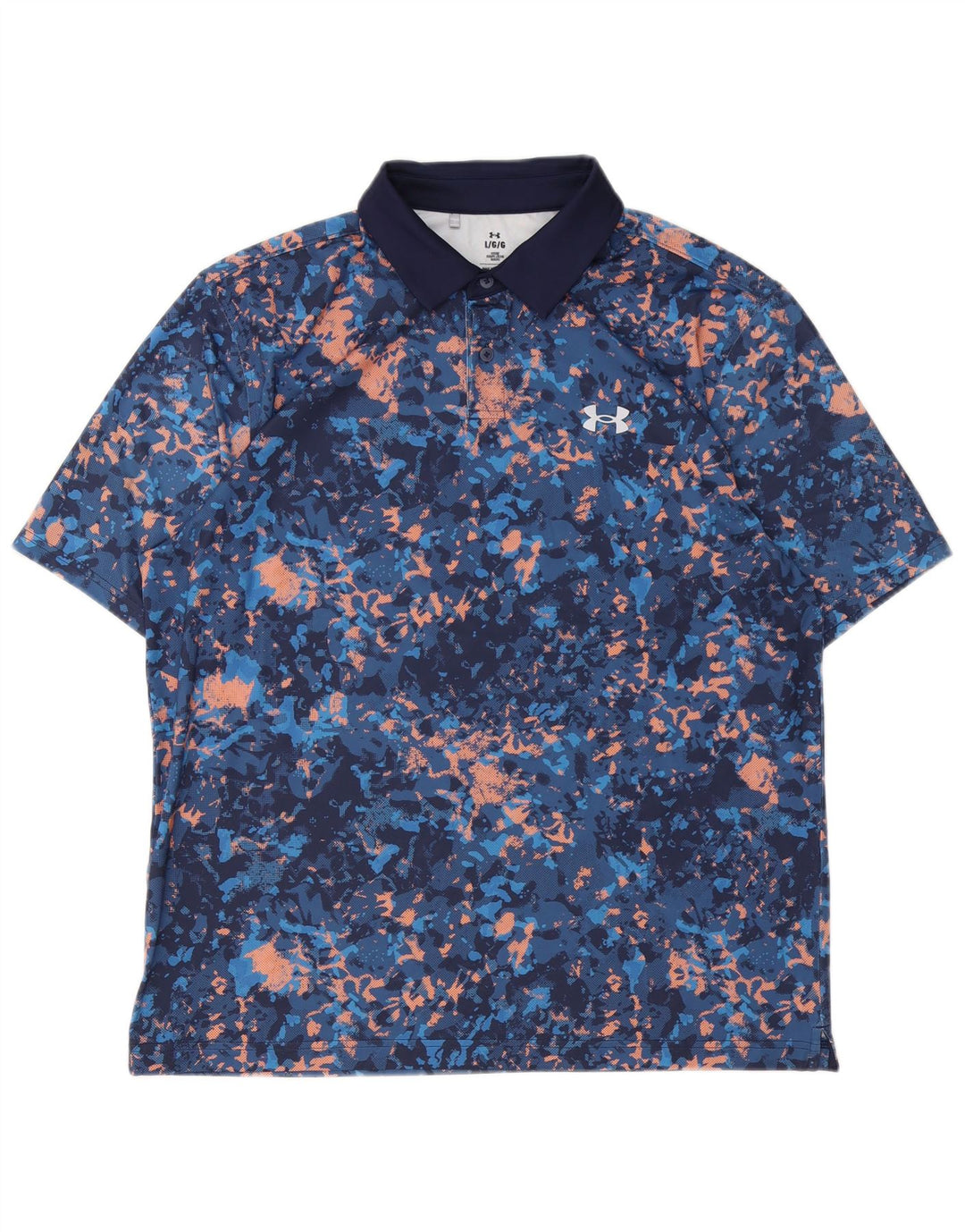 Under Armour Polo para hombre con teñido anudado azul marino grande