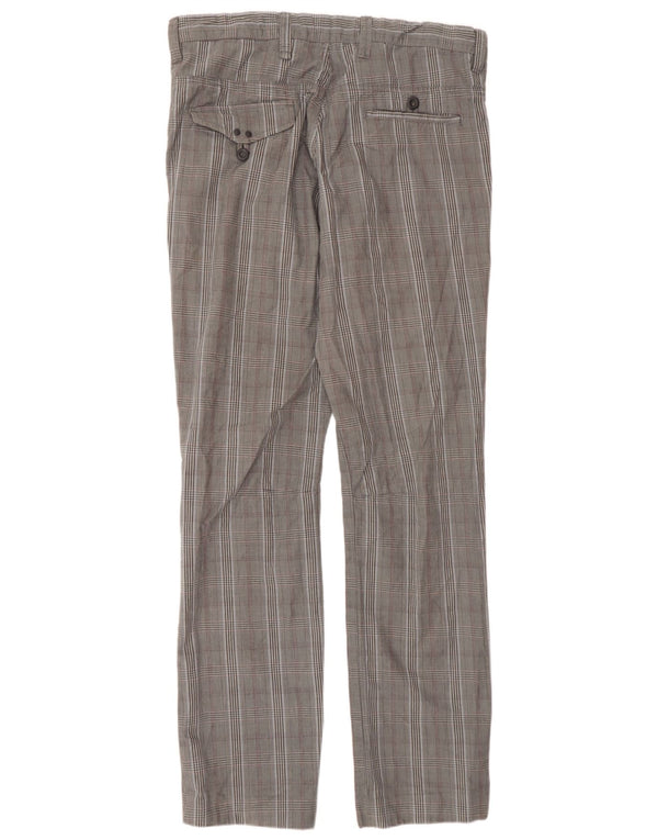 Zara Pantalón chino recto para hombre EU 44 Large W34 L35 Algodón a cuadros gris