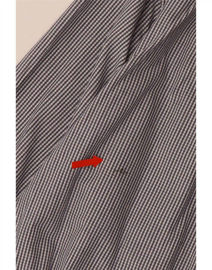 IZOD Camisa para hombre grande de algodón a cuadros gris