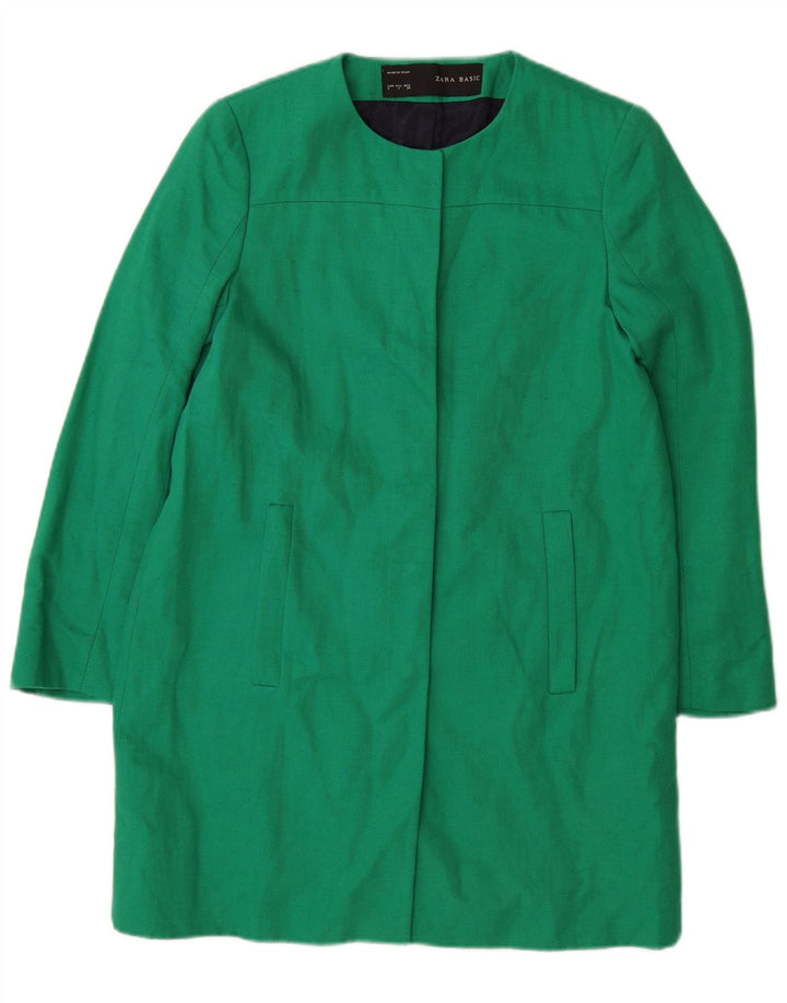 Zara Mujer Abrigo Reino Unido 10 Pequeño Algodón Verde
