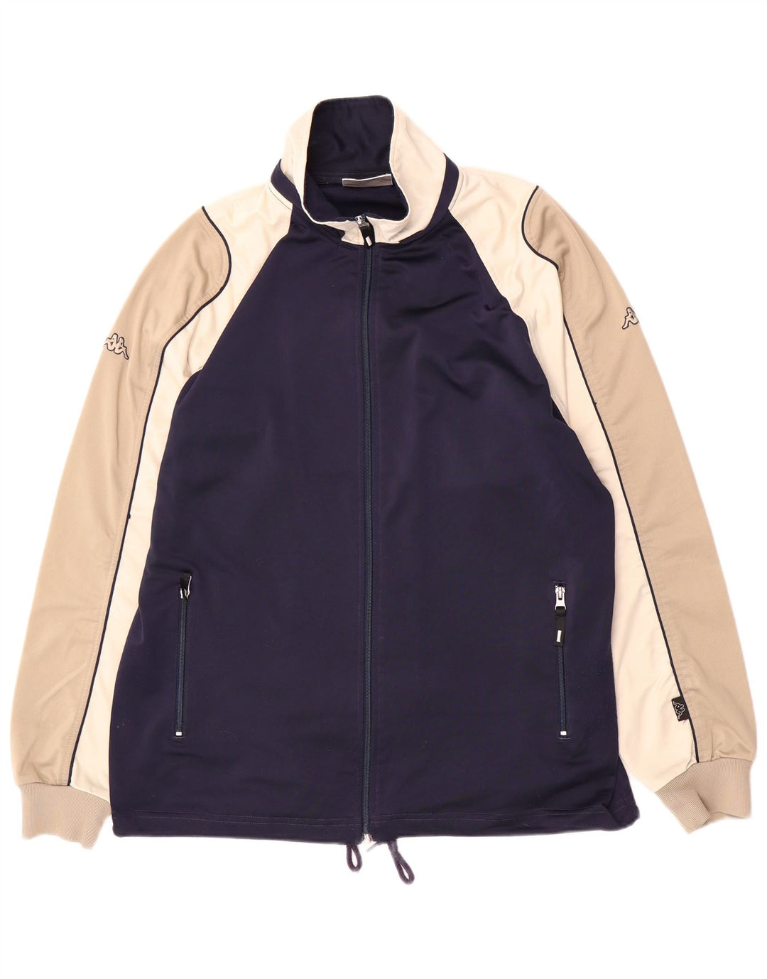 Kappa Hombre Chándal Top Chaqueta Grande Azul Marino Colorblock