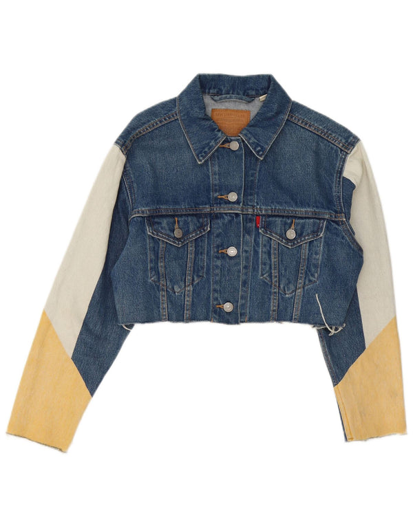 Levi's Chaqueta vaquera corta holgada para mujer UK 4 XS Azul Colorblock