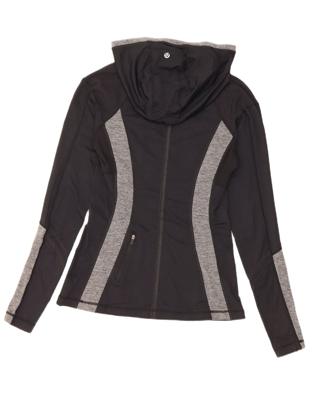 Lululemon - Top con capucha para mujer, manga larga, talla 8, nailon negro mediano