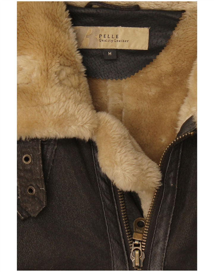 Bata Chaqueta de piel de oveja para hombre UK 38 Cuero marrón medio