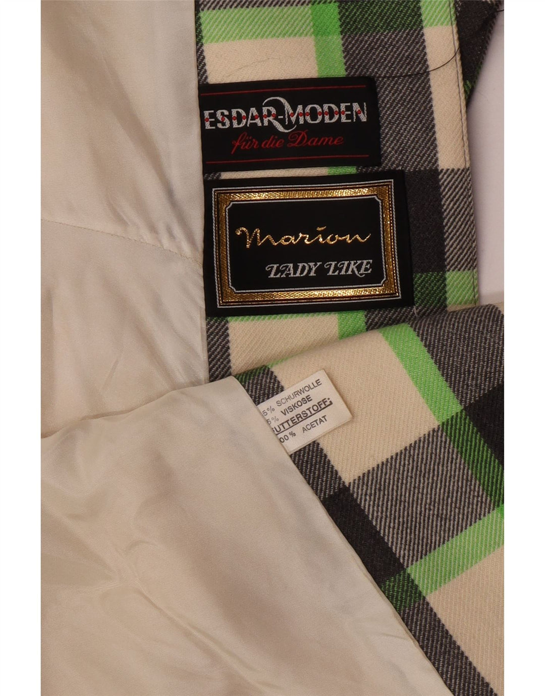 Vintage mujer abrigo Reino Unido 12 medio multicolor comprobar nueva lana