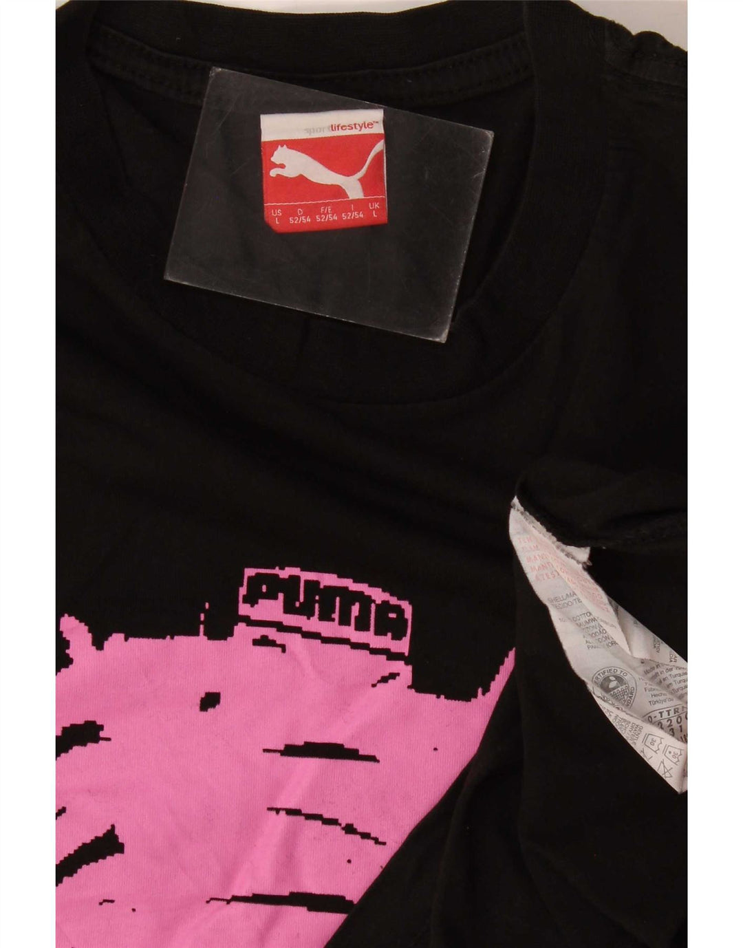 Puma Hombre Gráfico Top Manga Larga Grande Algodón Negro