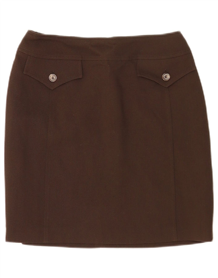 Max & Co. Minifalda para mujer UK 8 Small W26 Lana virgen marrón