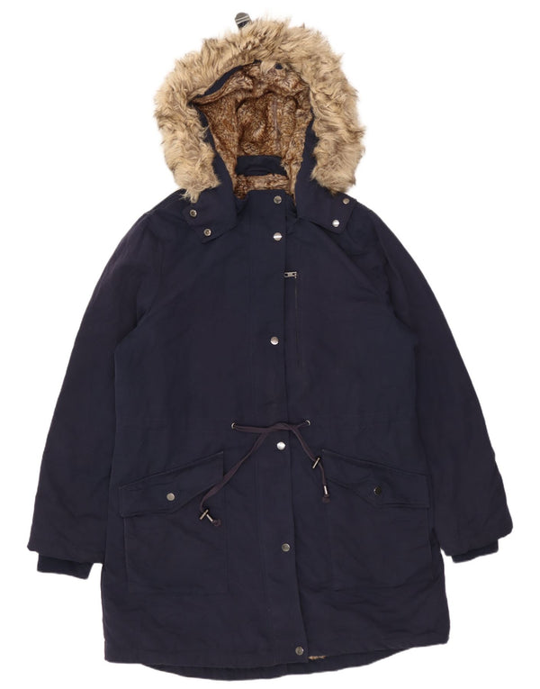Marks & Spencer Chaqueta Parka Extragrande con Capucha para Mujer UK 44 Grande Azul Marino