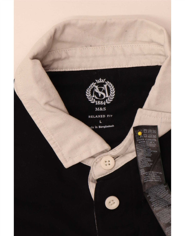 Marks & Spencer Hombre Sudadera De Corte Relajado Jersey Grande Negro Colorblock