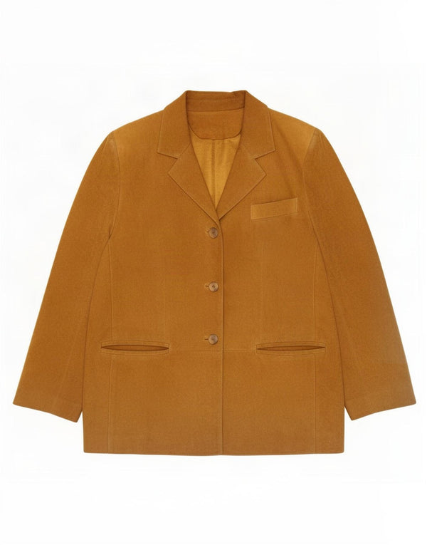 Vintage mujer 3 botones ante Blazer chaqueta IT 46 cuero marrón grande
