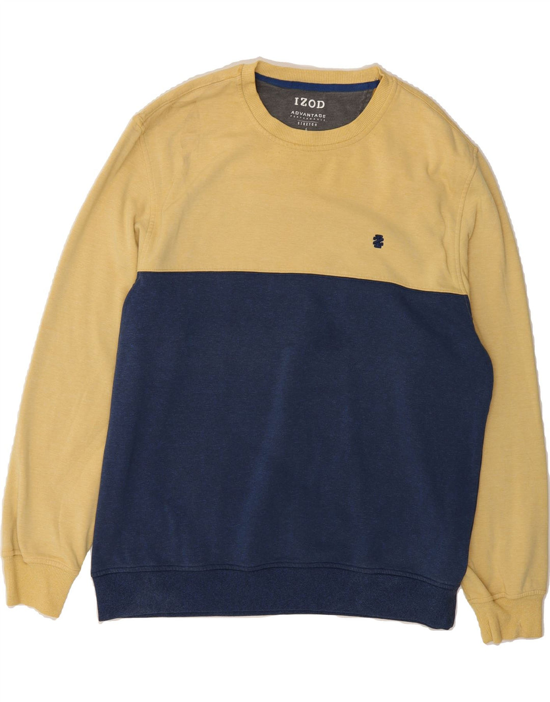 IZOD Mens Stretch Sweatshirt Jumper Large Yellow Colourblock Vintage Izod and Second-Hand Izod from Messina Hembry 