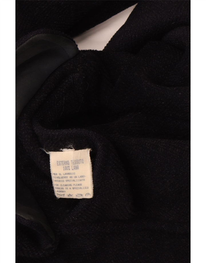 Vintage hombres con capucha Duffle abrigo Reino Unido 42 XL lana azul marino