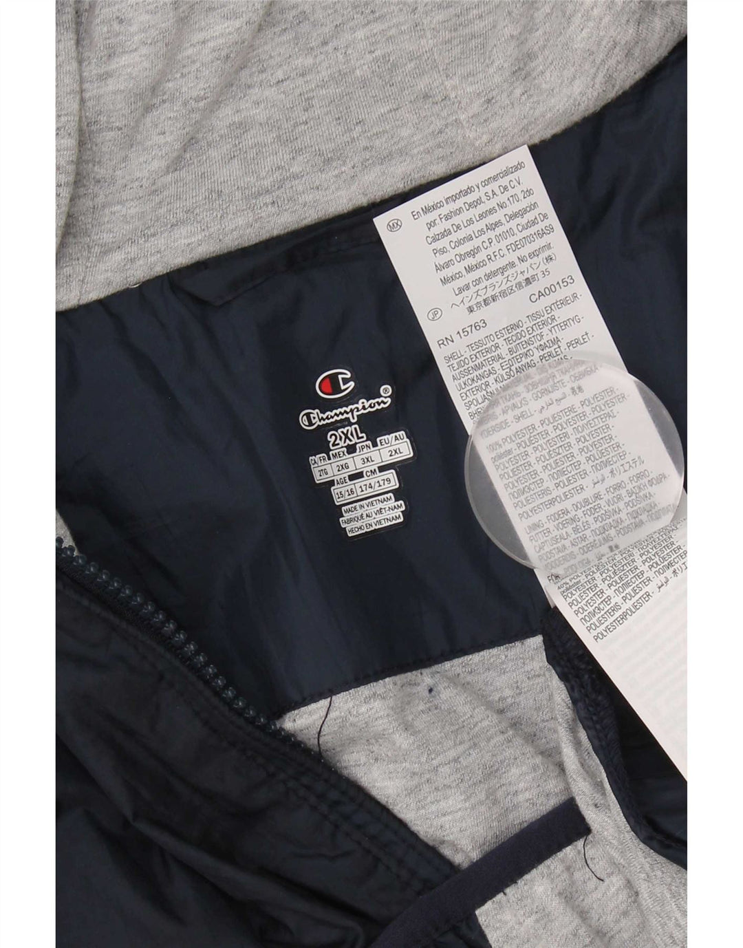 Champion Chaqueta impermeable con capucha para niños 15-16 años 2XL Azul marino Poliéster