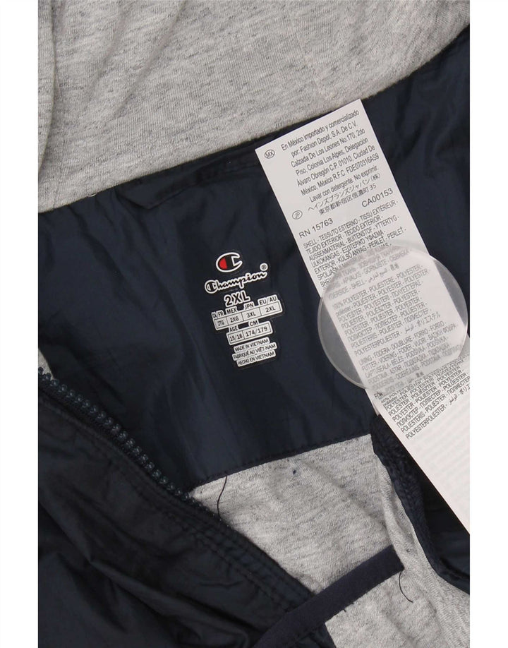 Champion Chaqueta impermeable con capucha para niños 15-16 años 2XL Azul marino Poliéster