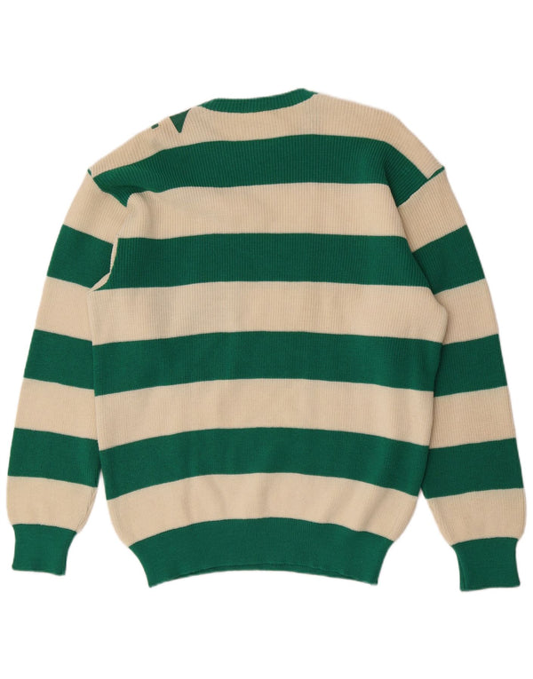 Navigare Jersey De Cuello Redondo para Hombre De Lana A Rayas Verde Grande
