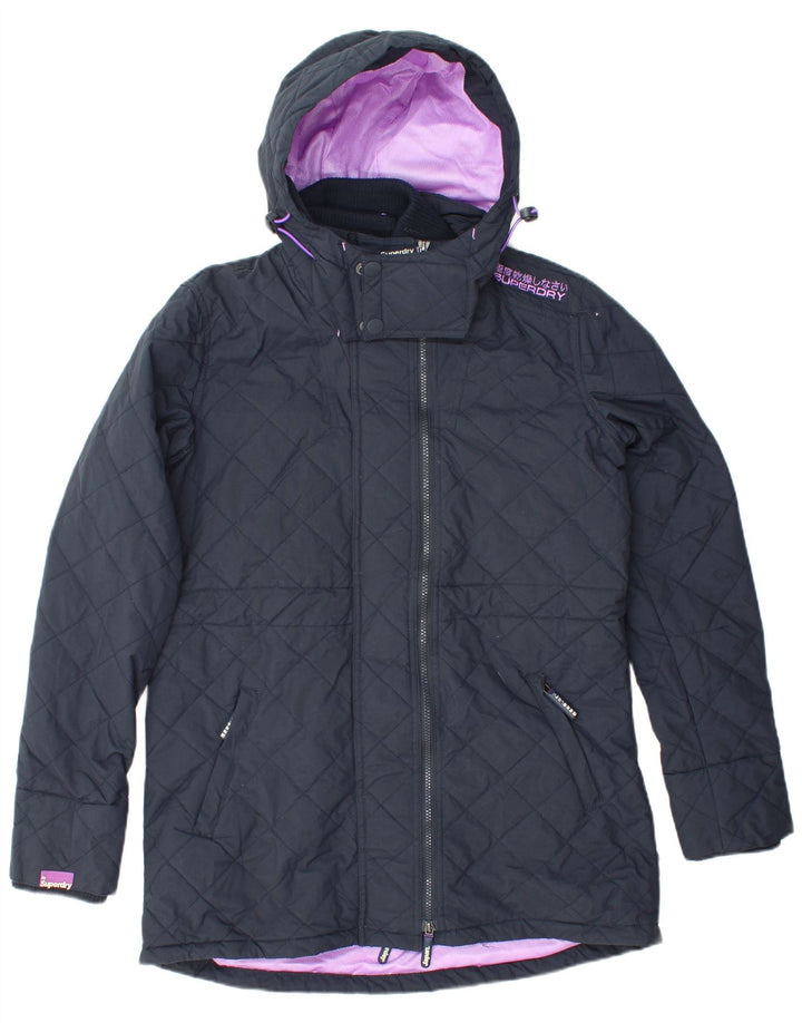 SUPERDRY Parka con capucha Windparka para mujer UK 40 XL Nylon azul marino
