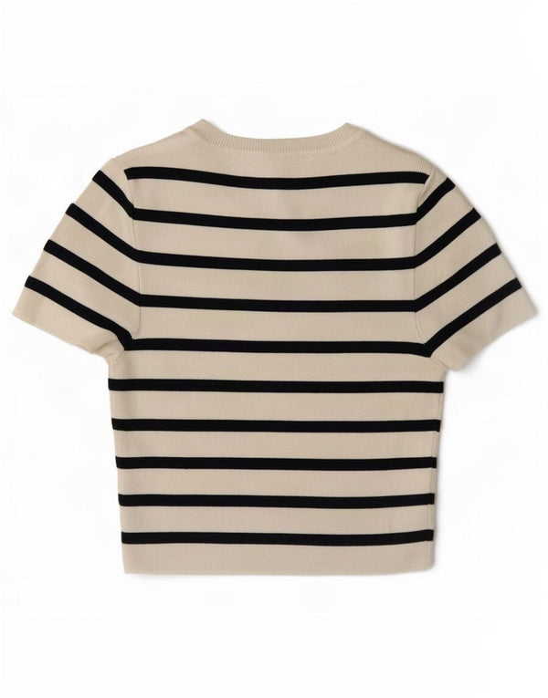 Zara Mujer Crop Top UK 40 Mediano Rayas Blancas